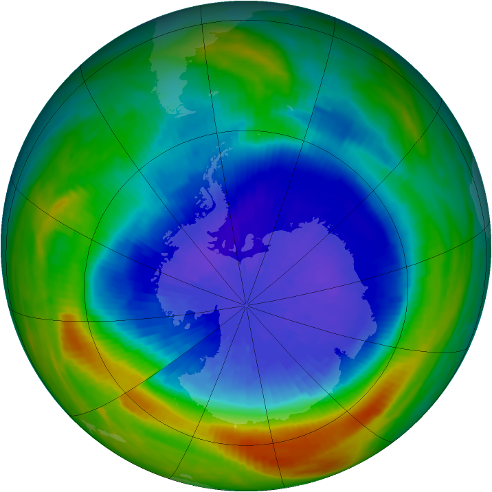 Antarctic ozone map for 23 September 1990